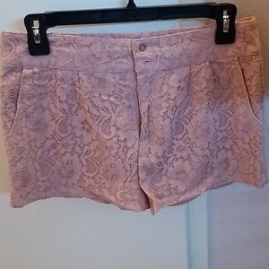 NWOT Forever 21 button pink floral lace shorts w/pockets